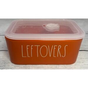 Rae Dunn Orange Thankful For Leftovers Ceramic Food Storage Container with Lid